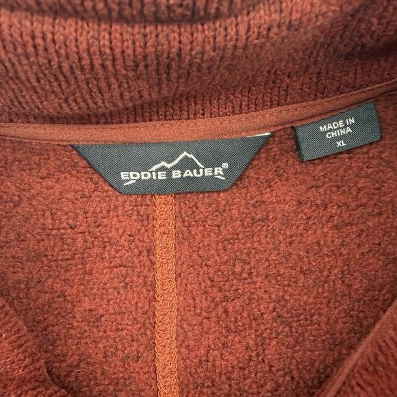 Eddie Bauer 1/4 Zip Fleece Pullover Mens XL Red Long Sleeve Outdoor Pullover - Picture 3 of 6